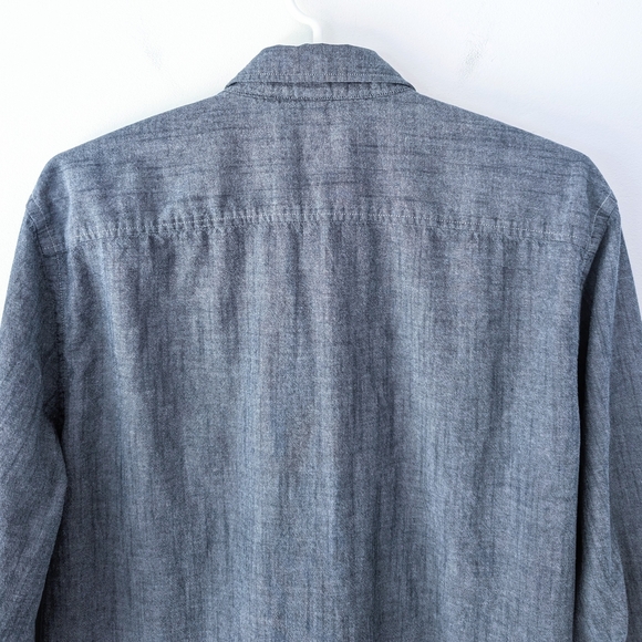 Frank & Oak Men's St-Viateur Blue Chambray Button-Down Shirt ~ Size Large - Picture 5 of 9
